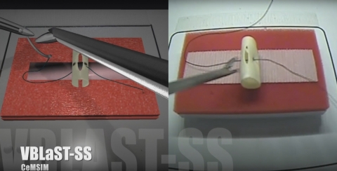VBLaST-SS: A virtual simulator for the suturing with intracorporeal knot-tying procedure, side-by-side with the one performed in the FLS box